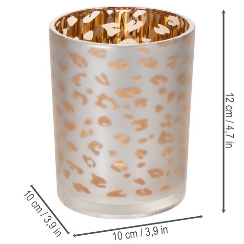 Telysholder i glass med leopardmønster, 12 cm | Floristik24.no