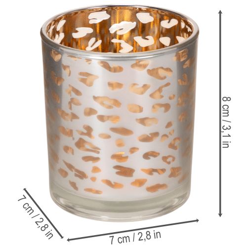 Telysholder i glass med leopardmønster, tofarget, 8 cm | Floristik24.no