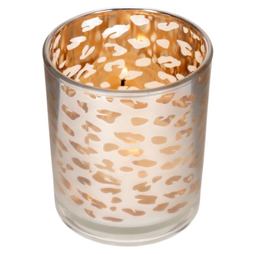 Telysholder i glass med leopardmønster, tofarget, 8 cm | Floristik24.no