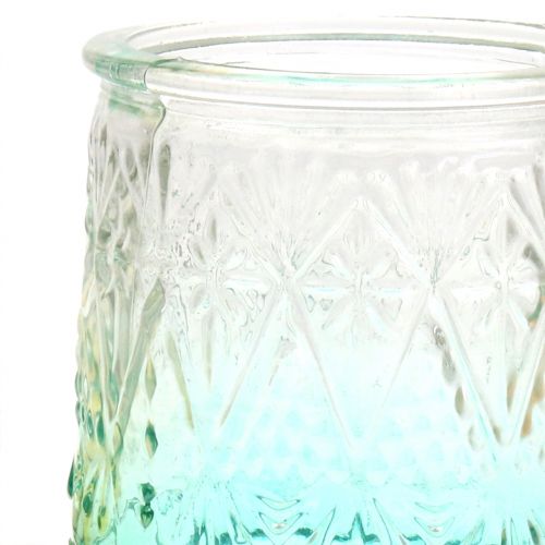 Floristik24 Telysglass oransje / gul / turkis Ø8cm 3stk