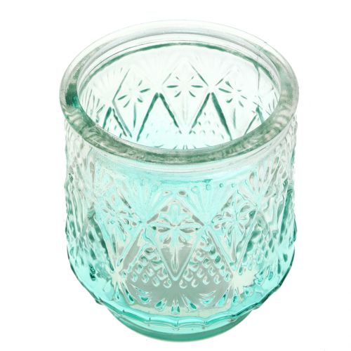 Floristik24 Telysglass oransje / gul / turkis Ø8cm 3stk