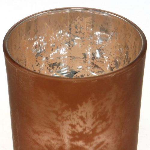 Floristik24 Glasslykt, telysglass med bladmotiv, høstdekor Ø8cm H9cm 2stk