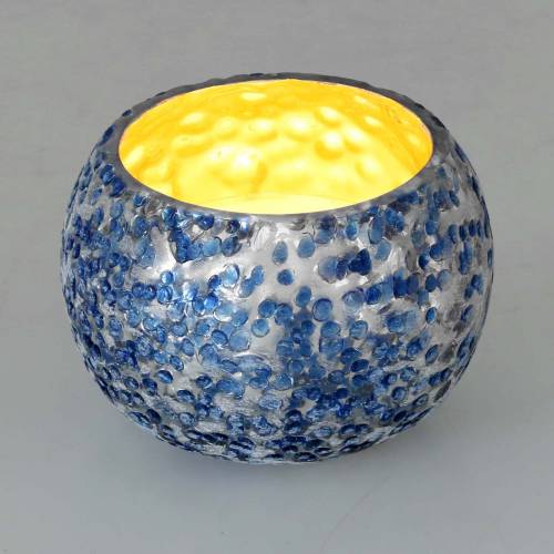 Floristik24 Glasslykt Sølv Blå Ø8,5cm H6cm