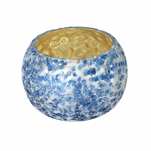 Floristik24 Glasslykt Sølv Blå Ø8,5cm H6cm