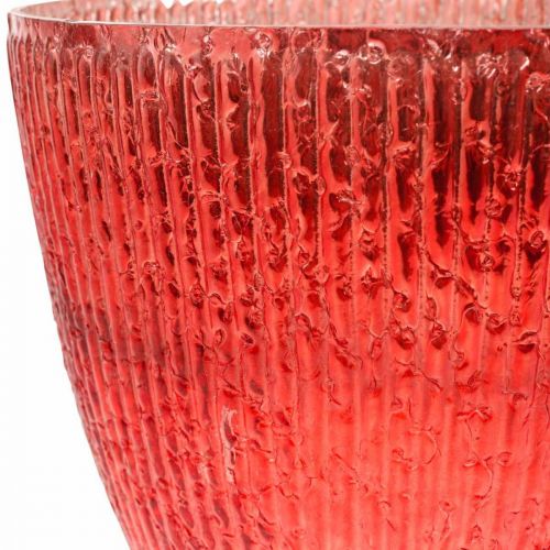 Stearinlys glass lykt rød glass deco vase Ø21cm H21.5cm