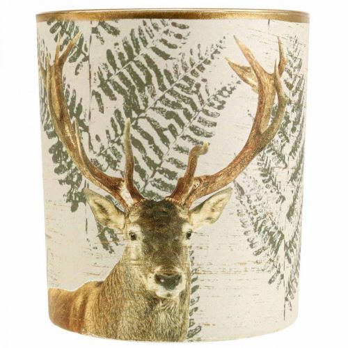 Floristik24 Lyktglass telysholder lysglass hjort 10cm Ø9cm