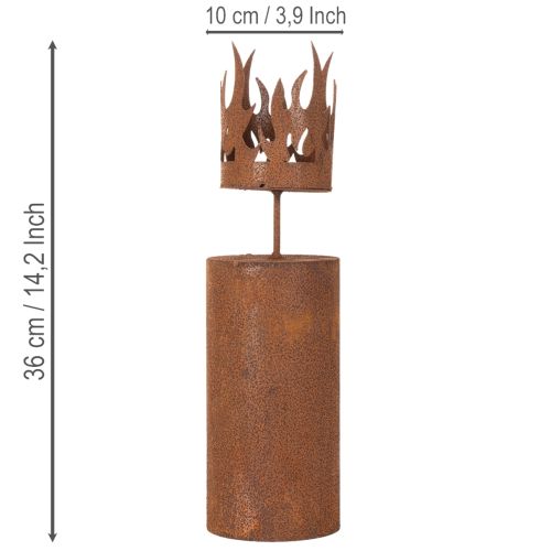 Telysholder, lysformet, rustdekorasjon, patinametall, H36 cm | Floristik24.no