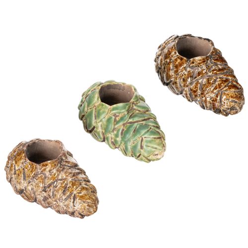 Telysholder med kongledesign, lysestake 8 cm, 3 stk.