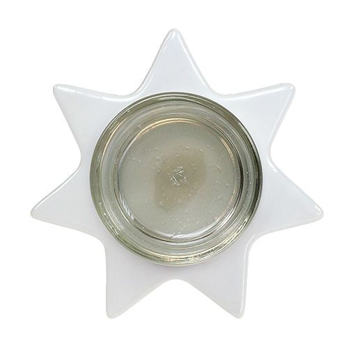 Floristik24 Telysholder hvit stjerneform med glass Ø10cm H10,5cm 2stk