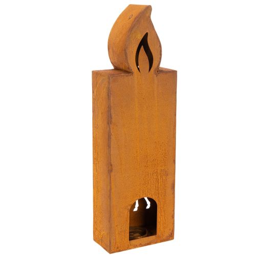 Julelysholder, rusten metalllysestake, hjort, 45x14cm | Floristik24.no