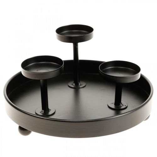 Floristik24 Telysholder orkanglass metall sort Ø19cm H18cm