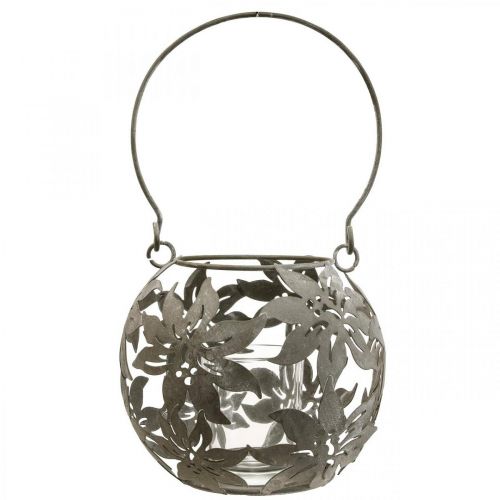 Floristik24 Vind lett metall hengende dekor dekorativ lanterne grå Ø14cm H13cm