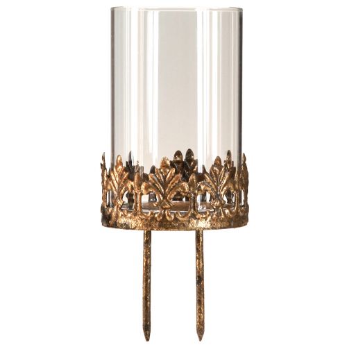 Floristik24 Telysholder med glass for plugging i antikk look gull Ø5,5cm 4 stk