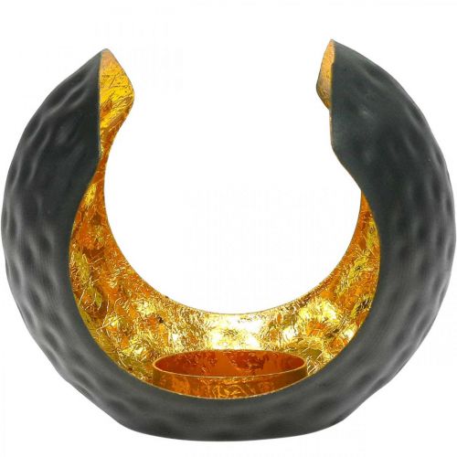 Floristik24 Telysholder sort gull borddekor metall 12×9×10cm