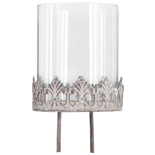 Floristik24 Telysholder for å plugge inn vintage Ø7cm H7,5cm grå 4 stk