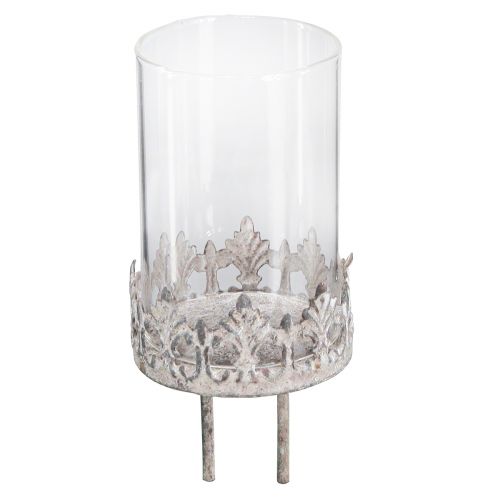 Floristik24 Telysholder for plugging med lysglass grå Ø5,5cm 4stk