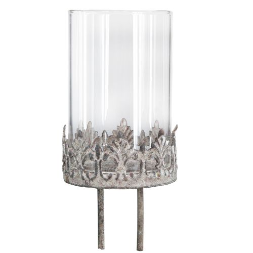 Floristik24 Telysholder for plugging med lysglass grå Ø5,5cm 4stk