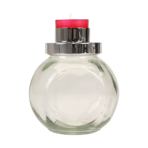 gjenstander Telysholder lysestake glass metall sølv Ø10,5cm 4stk