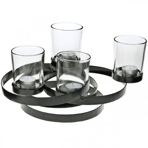 Floristik24 Advent lysestake metall rund svart 4 glass 34 × 26 × 18cm
