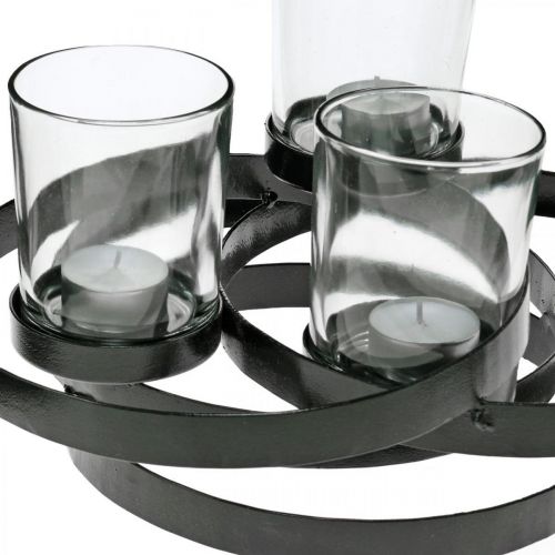 Floristik24 Advent lysestake metall rund svart 4 glass 34 × 26 × 18cm