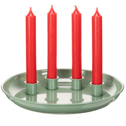 Lysfat adventskrans grønn med fire lysholdere 24 cm | Floristik24.no