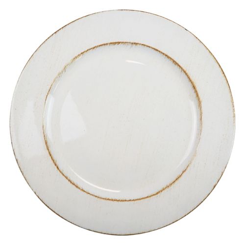 Dekorativ plate rund plast retro hvit brun glans Ø30cm