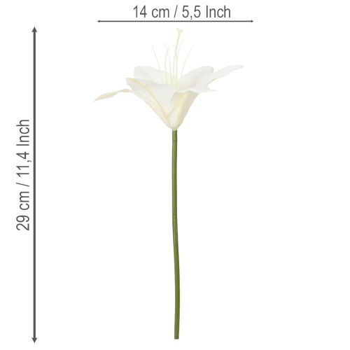 Kunstige hvite tigerliljeblomster til vaser og arrangementer, 29 cm bukett med 6 stk. | Floristik24.no