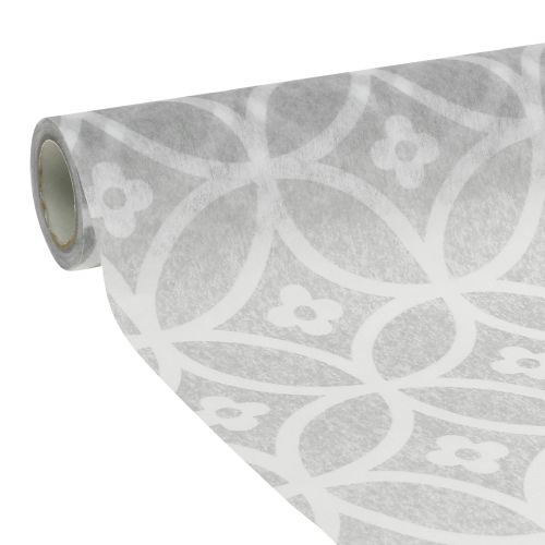 Floristik24 Tape fleece med mønster grå 30cm x 300cm