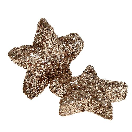 Floristik24 Borddekorasjon stjerne glimmer champagne 1,5cm 144p