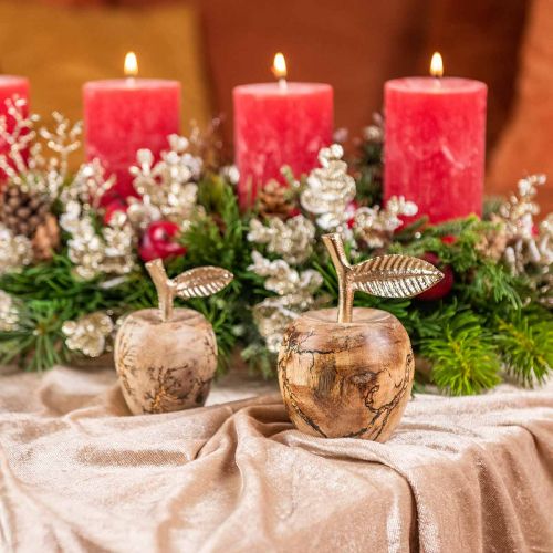 Floristik24 Borddekor tre eple Tre dekorasjon deco eple H13,5cm Ø8cm 2stk