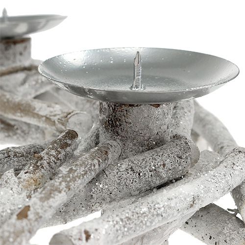 Floristik24 Bordkrans med lysestake Ø32cm hvitkalket