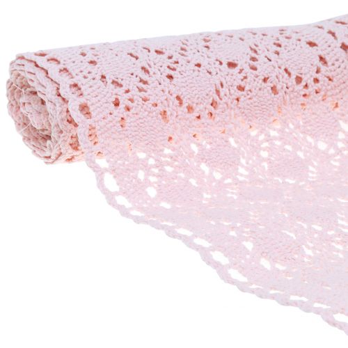 Floristik24 Bordløper heklet blonder rosa 30cm x 140cm