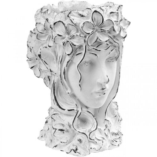 Floristik24 Plantekar Betongplantekar Shabby Chic Damehode Hvit H34cm