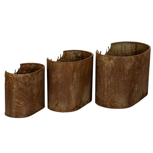 Blomsterpotte hjort metall oval rustikk sett med 3 24 cm | Floristik24.no
