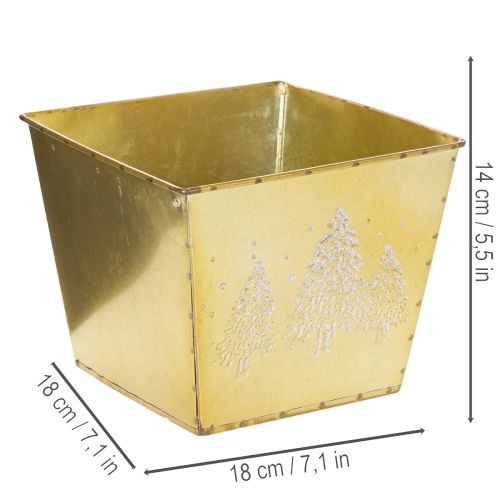 Metallplantekasse med glitrende grantremotiv, 18 cm | Floristik24.no