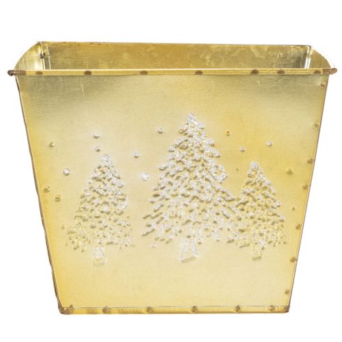 Metallplantekasse med glitrende grantremotiv, 18 cm | Floristik24.no