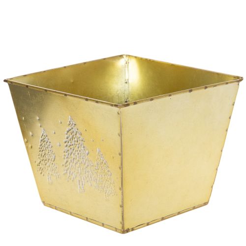 Metallplantekasse med glitrende grantremotiv, 18 cm | Floristik24.no