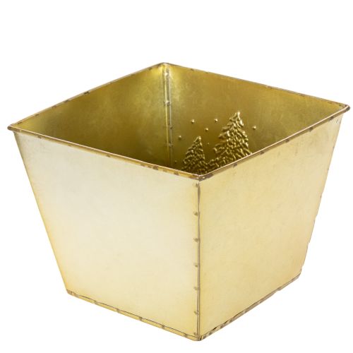 Metallplantekasse med glitrende grantremotiv, 18 cm | Floristik24.no