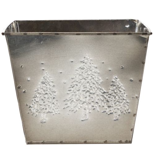 Firkantet metallplantekasse med grantremotiv, 18 cm | Floristik24.no