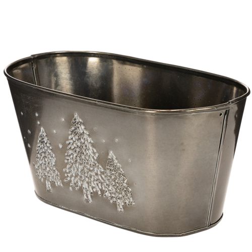 Oval blomsterkasse med preget grantredesign, 25 cm | Floristik24.no