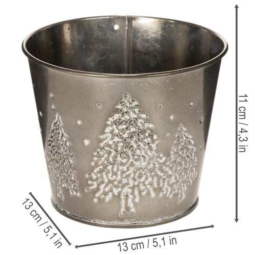 Metallplantekasse med glittergrantrær, 13 cm | Floristik24.no
