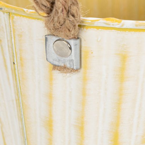 gjenstander Metallpotte, vårdekorasjon, blomsterkasse med håndtak, gul, shabby chic, Ø18 cm, H17,5 cm