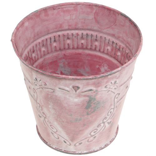 Floristik24 Metallpotte rosa Ø12cm H11cm