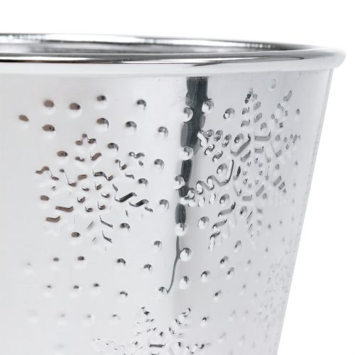 Floristik24 Gryte med snøfnugg Ø12,5cm H10cm 4stk