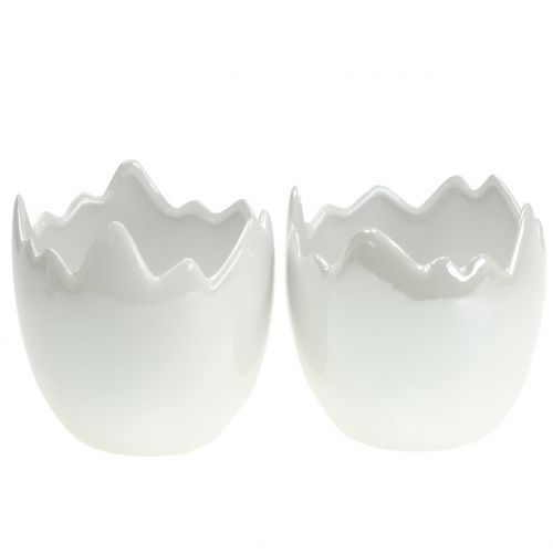 Floristik24 Planter eggeskall hvit perlemor Ø11cm H11cm 2stk