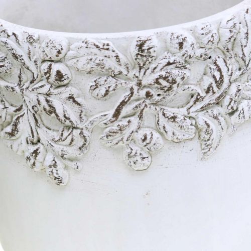 Floristik24 Keramikkkar, blomsterpotte med eikedekor, plantepotte grønn / hvit / grå Ø13cm H11,5cm sett med 3