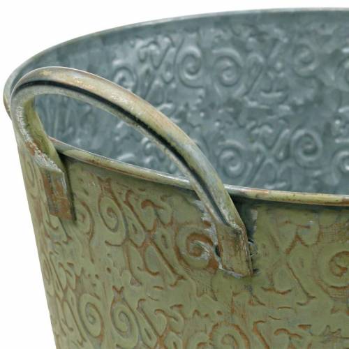 Floristik24 Bøttegrønn med håndtak Ø26cm vintage look planter metall rust