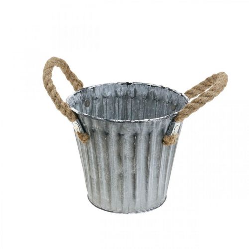 Floristik24 Plantepotte med håndtak, metallbeholder, cachepot antikk utseende Ø12cm