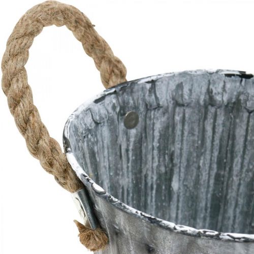 gjenstander Plantepotte med håndtak, cachepotte i metall, dekorativ potte for planting Ø14,5cm