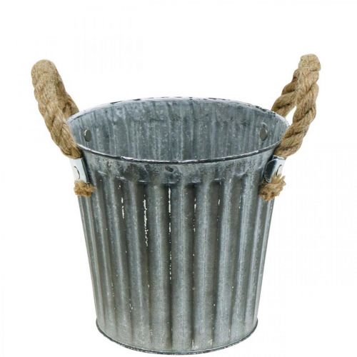 Floristik24 Metallkrukke for planting, cachepotte, planteskål med håndtak Ø18cm